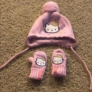 H & M Hello Kitty beanie & mittens set